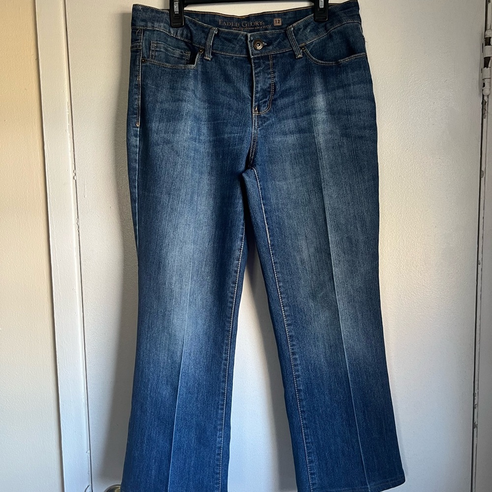 Faded Glory Blue Dark Wash Classic Boot Cut Jeans Size 12P